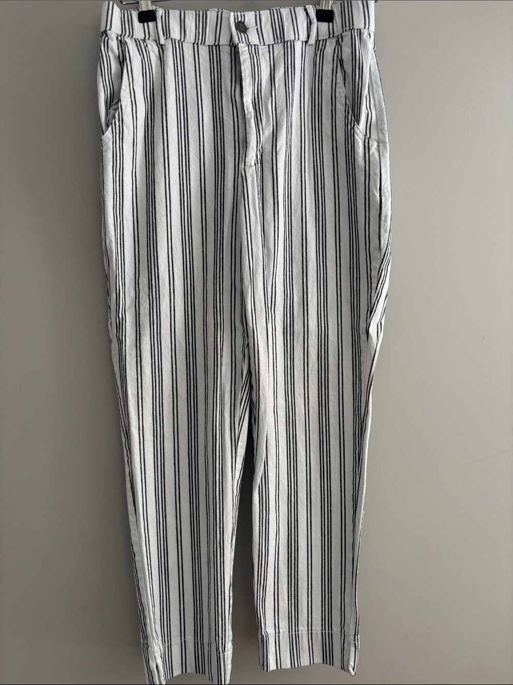 Hollister White Pants with Black Pinstripes
